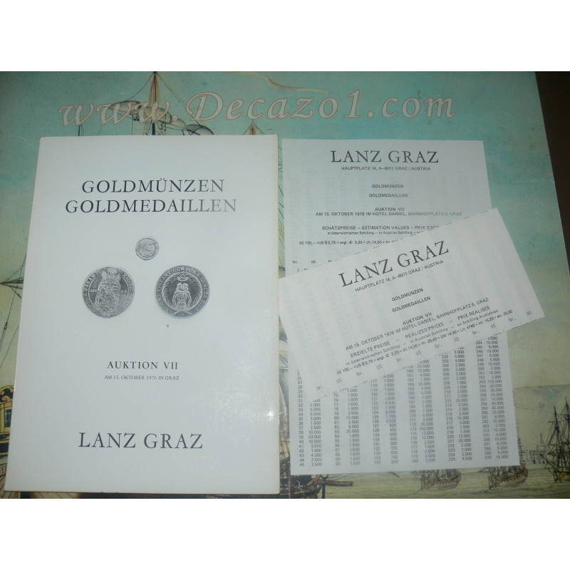 Lanz, Graz, Austria. 1976-10 Auktion VII Goldmünzen, Goldmedaillen. Gold coins, gold medals.